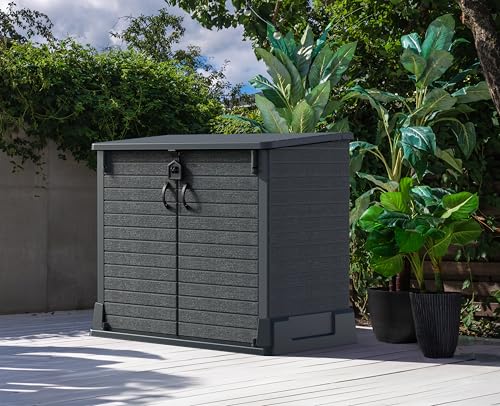 Duramax Cedargrain StoreAway, capanno da giardino in plastica da 850 L, per riporre le biciclette, barbecue e 2 bidoni da 120 l, 130 x 74 x 110 cm, Grigio scuro : Amazon.it: Giardino e giardinaggio