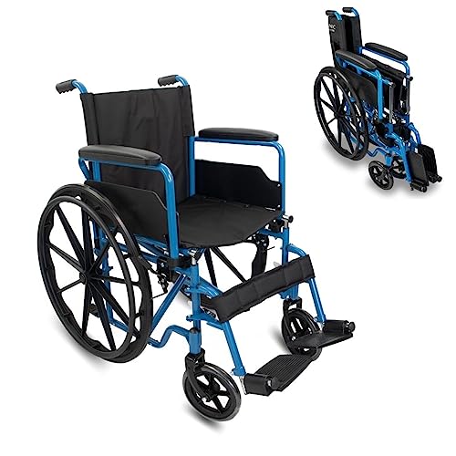 Mobiclinic®, Sedia a rotelle pieghevole, Marsella, Marchio europeo, Robusta, Seduta 46cm, Poggiapiedi e braccioli pieghevoli, Freno leva, Ruote sgancio rapido, Blu : Amazon.it: Salute e cura della persona