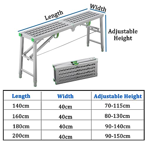 YUIIWKIUFWZ Ponteggio Pieghevole Portatile a 5 Marce Regolabile in Altezza banco da Lavoro per ingegneria Domestica Scale a gradini Piattaforma di Lavoro Multiuso ponteggio   Larghezza 40 cm/1 : Amazon.it: Fai da te