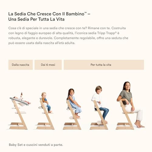 Sedia Tripp Trapp di Stokke (Storm Grey) con Newborn Set (Grigio)   Per neonati fino a 9 kg   Confortevole, sicuro e facile da usare : Prima infanzia