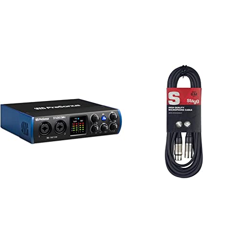 PreSonus Studio 24c Interfaccia audio 2x2, 192 kHz, compatibile USB C &amp; Cavo da microfono a mixer Stagg SMC6 da 6 metri XLR (m)  XLR (f), nero : Strumenti Musicali