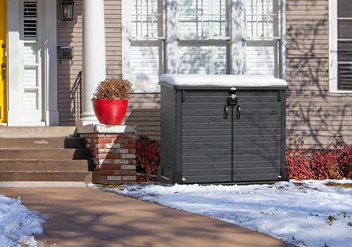 Duramax Cedargrain StoreAway, capanno da giardino in plastica da 850 L, per riporre le biciclette, barbecue e 2 bidoni da 120 l, 130 x 74 x 110 cm, Grigio scuro : Amazon.it: Giardino e giardinaggio