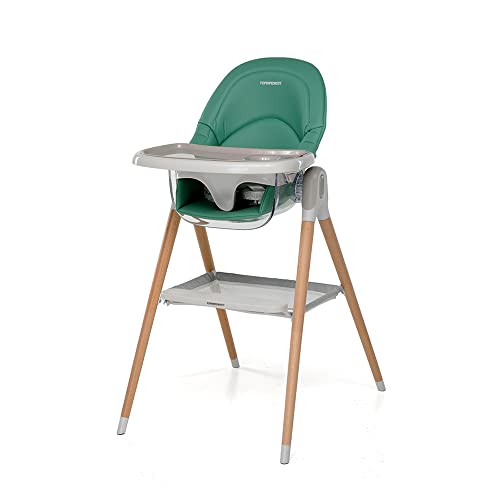 Foppapedretti Seggiolone e Baby Sedia Bonito, bambini da 6 mesi a 3 anni (fino a 15 Kg), Imbottitura Removibile e Lavabile, Seduta Ergonomica e Reclinabile, Doppio Vassoio Regolabile, Verde : Prima infanzia