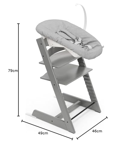 Sedia Tripp Trapp di Stokke (Storm Grey) con Newborn Set (Grigio)   Per neonati fino a 9 kg   Confortevole, sicuro e facile da usare : Prima infanzia