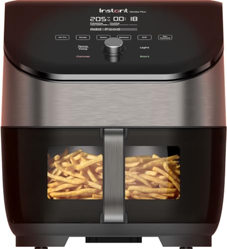 Instant Vortex Plus with ClearCook   5.7 L Digital Healthy Hot Air Fryer, Stainless Steel, 6 in 1 Smart Programmes   Frying, Baking, Roasting, Grilling, Dehydrating, Warming, Large Capacity  1700 W : Amazon.it: Casa e cucina