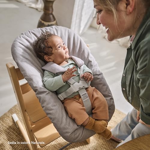Sedia Tripp Trapp di Stokke (Storm Grey) con Newborn Set (Grigio)   Per neonati fino a 9 kg   Confortevole, sicuro e facile da usare : Prima infanzia