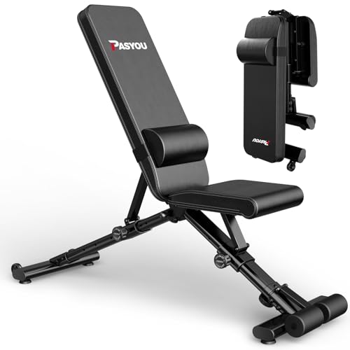 PASYOU Panca Pesi Palestra Regolabile con 90 Gradi Panca Addominali Multifunzione Panca Piana Inclinabile Pieghevole 400 KG Capacità di Peso : Sport e tempo libero