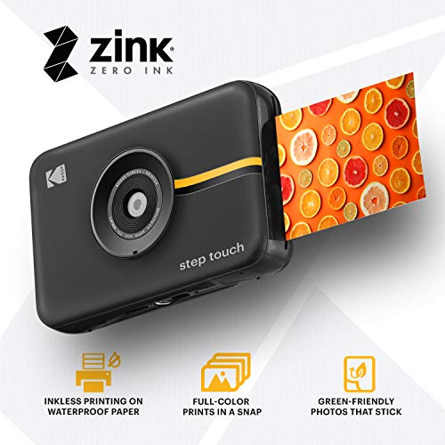 KODAK Step Touch | Fotocamera digitale 13 MP a stampa istantanea, touchscreen LCD da 3,5", video HD 1080p, zoom ottico 10x, specchio selfie, suite editing, tecnologie Bluetooth e ZINK Zero Ink | Nero : Elettronica