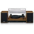 Lenco LS 100   Giradischi Hi Fi con Bluetooth 5.0   Altoparlanti esterni   2 x 10 watt RMS   Trasmissione a cinghia   Arresto automatico   Legno, 20 watt RMS : Elettronica