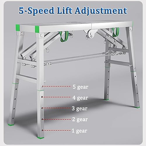 YUIIWKIUFWZ Ponteggio Pieghevole Portatile a 5 Marce Regolabile in Altezza banco da Lavoro per ingegneria Domestica Scale a gradini Piattaforma di Lavoro Multiuso ponteggio   Larghezza 40 cm/1 : Amazon.it: Fai da te