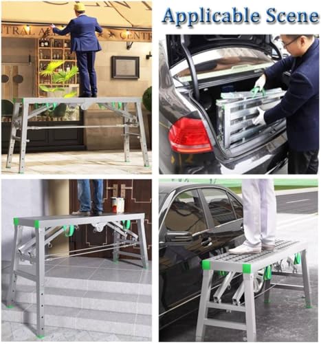 Panca Portatile per cartongesso per carichi Pesanti, capacità di 660 libbre, Attrezzatura per impalcature Multiuso, Scala a Torre, Sgabello, Panca per impalcature Pieghevole, Piatt : Fai da te