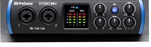 PreSonus Studio 24c Interfaccia audio 2x2, 192 kHz, compatibile USB C &amp; Cavo da microfono a mixer Stagg SMC6 da 6 metri XLR (m)  XLR (f), nero : Strumenti Musicali
