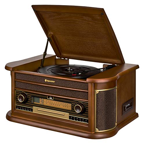 Roadstar HIF 2030 BT, Sistema HiFi Vintage Radio CD Cassette Giradischi USB : Elettronica