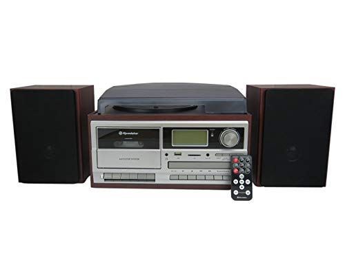 Roadstar HIF 8892EBT Mini Hi Fi Music System Giradischi 33/45/78 giri, Radio digitale PLL FM, Lettore CD MP3, Cassetta, Bluetooth, Funzione di Registrazione USB, Scheda SD, Telecomando, Legno : Elettronica