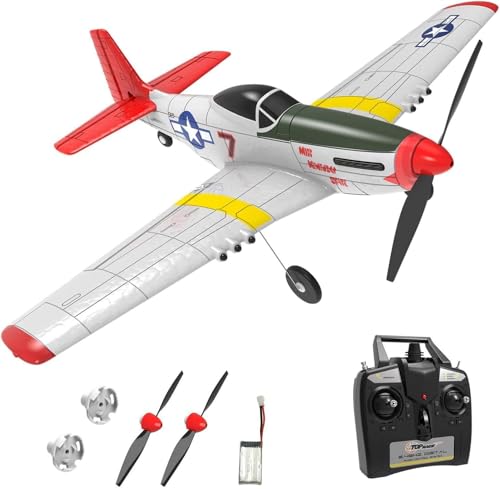 Top Race Aereo telecomandato Aereo telecomandato a 4 canali con 2,4 Ghz   Aereo ad alta velocità pronto a volare P 51 Mustang War aereo giocattolo per adulti e bambini : Giochi e giocattoli