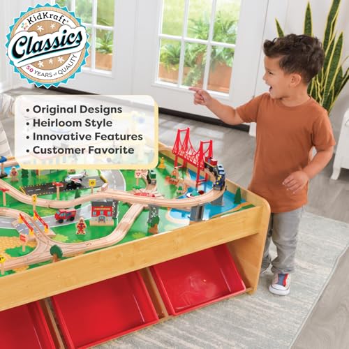 KidKraft Tavolo e Pista Trenino Waterfall Mountain in Legno per Bambini con Contenitori, Veicoli in Legno come Auto, Elicottero, Gru ed Aereo Giocattolo per Bambini 3  Anni, 17850 : Amazon.it: Giochi e giocattoli