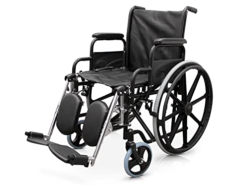 QUIRUMED Sedia a rotelle con poggiapiedi regolabili e rimovibili, Acciaio, Colore Nero, Pieghevole, Seduta 46 cm, Freni a mano, Per anziani, Per disabili : Amazon.it: Salute e cura della persona