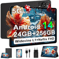ZIOVO Tablet Android 14 Tablet 11 Pollici, 24GB RAM 256GB ROM (TF 1TB), 5G WiFi Tablet, Widevine L1/Octa Core 2.0 GHz/8000mAh/Corpo Metallico/13 5MP/BT5.0/Supporto Netflix, Tablet con Custodia   Nero : Informatica