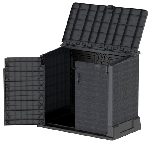 Duramax Cedargrain StoreAway, capanno da giardino in plastica da 850 L, per riporre le biciclette, barbecue e 2 bidoni da 120 l, 130 x 74 x 110 cm, Grigio scuro : Amazon.it: Giardino e giardinaggio