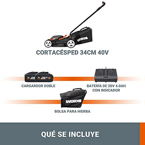 WORX WG779E.1 Tosaerba a Batteria 40V Rasaerba Elettrico da Giardino, Diametro Taglio 34 cm : Giardino e giardinaggio