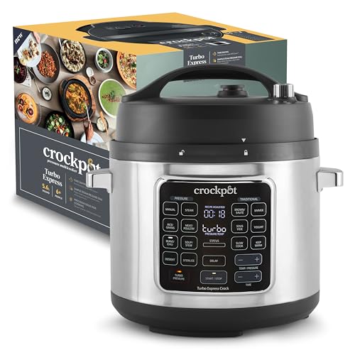 Crock pot TURBO Express MultiCooker 5.6l, 6 Persone,Programmabile,14 funzioni pre impostate,Cottura a Pressione, Vapore,Slow Cooker,Rosolatura,Sous Vide,Bollitura,Sterilizzazione,Yogurt,1400W,Argento : Amazon.it: Casa e cucina