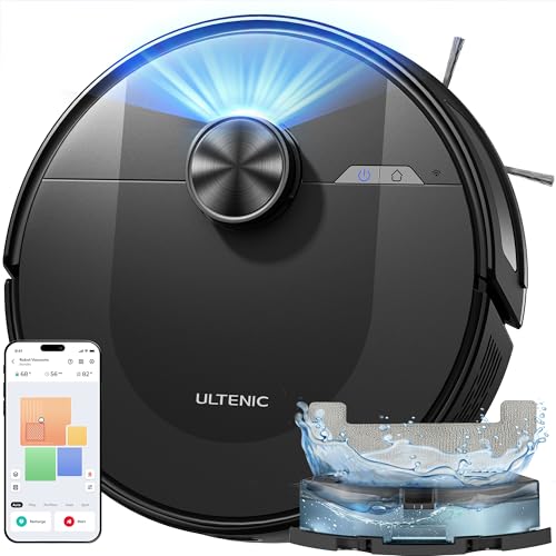 Ultenic D10 Robot Aspirapolvere Lavapavimenti con Mappatura LiDAR, 5000Pa, 120Min, Matrix Clean, Controllo APP/Alexa/Siri/IFTTT   Ottimo per Peli di Animali : Casa e cucina