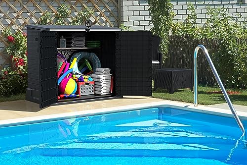 Duramax Cedargrain StoreAway, capanno da giardino in plastica da 850 L, per riporre le biciclette, barbecue e 2 bidoni da 120 l, 130 x 74 x 110 cm, Grigio scuro : Amazon.it: Giardino e giardinaggio